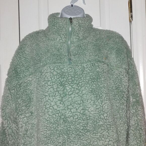 Peach Love  mint green sharpa  pullover jacket coat Sz L - Picture 3 of 5